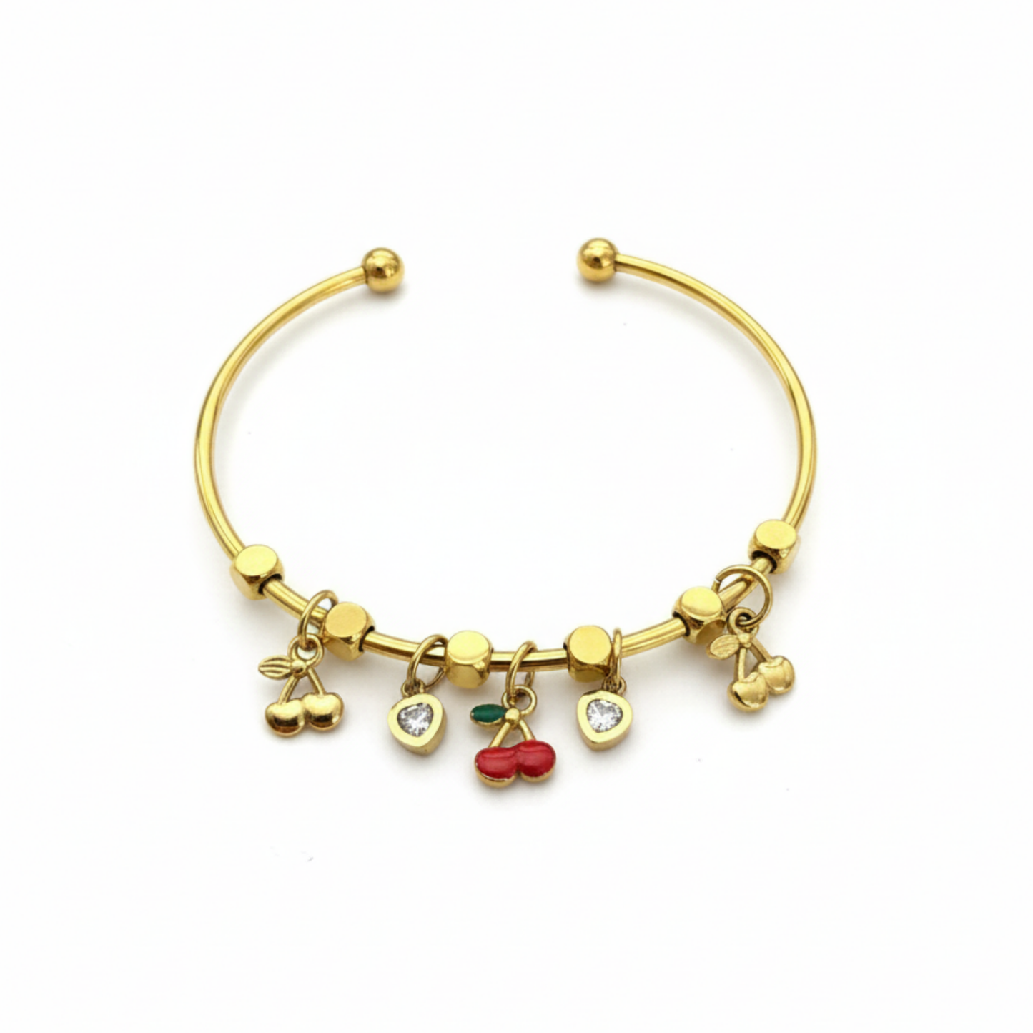 Golden Cherry Charm Bracelet