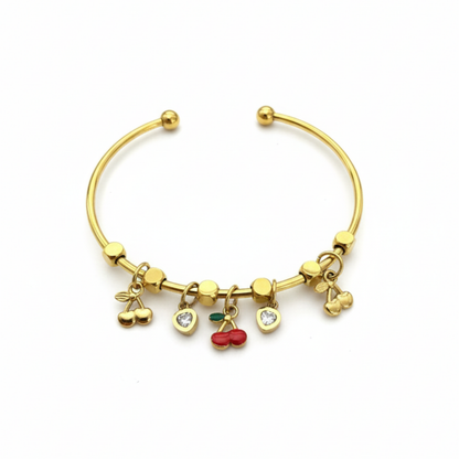 Golden Cherry Charm Bracelet