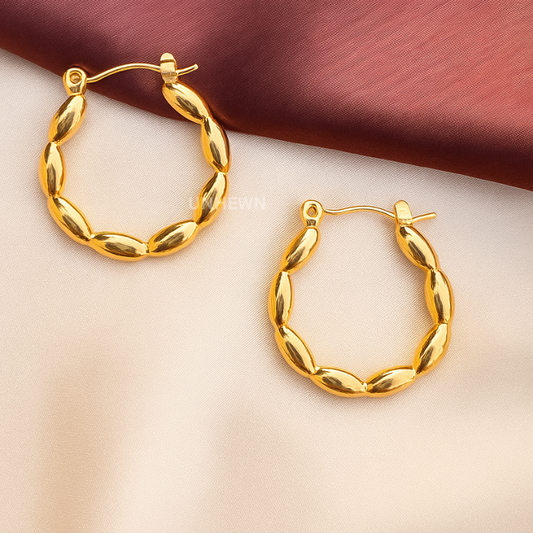 Golden Petal Hoop Earrings
