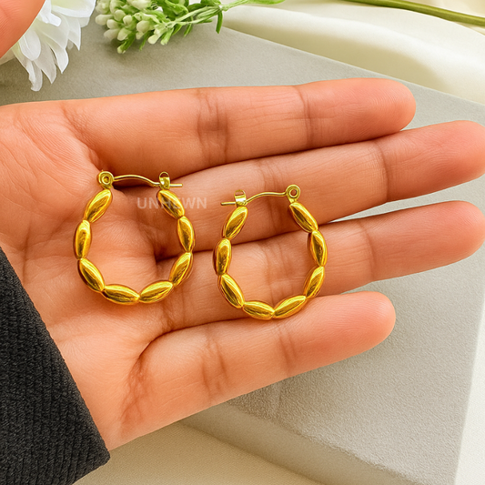 Golden Petal Hoop Earrings