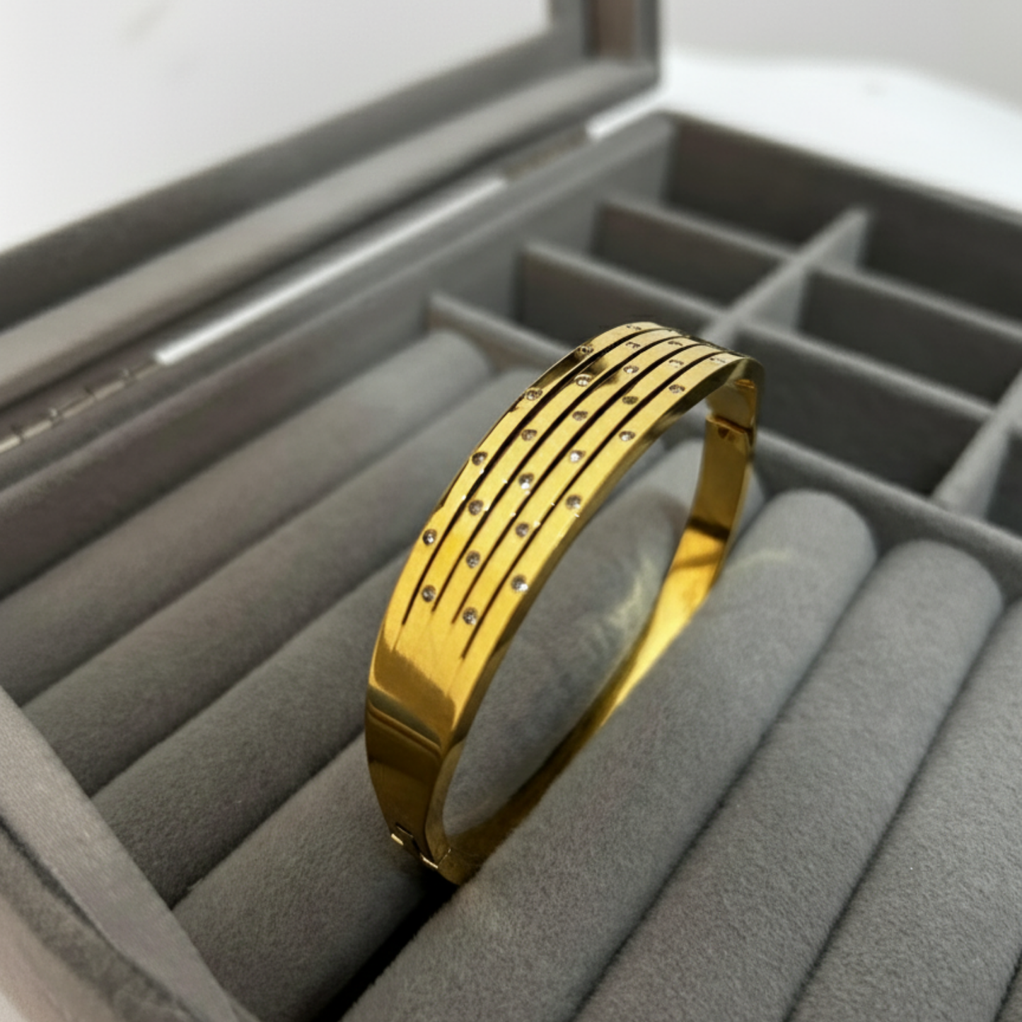 Triple Sparkle Gold Bangle