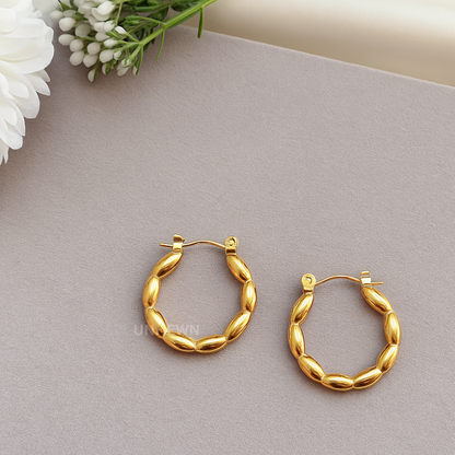 Golden Petal Hoop Earrings