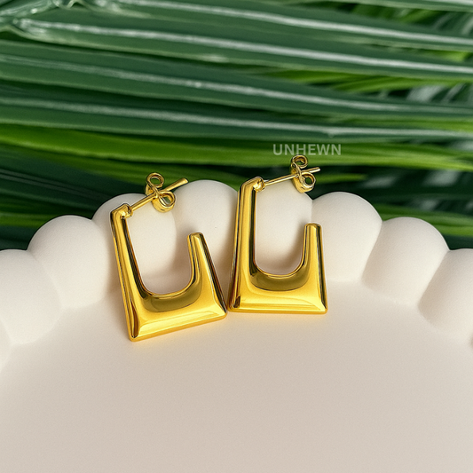 Golden Edge Square Hoop Earrings