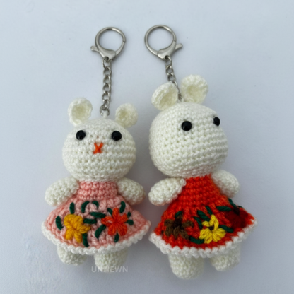 Handmade Crochet Bunny Charm Set - Keychain, Bag Charm, Unique Gift Accessories
