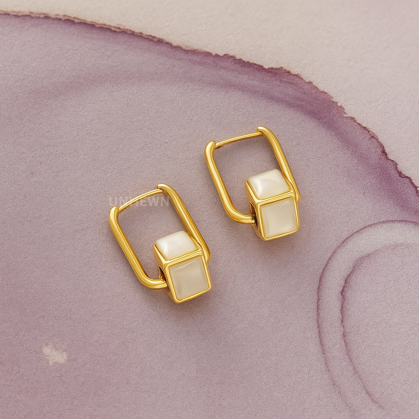Ivory Block Huggie Earrings