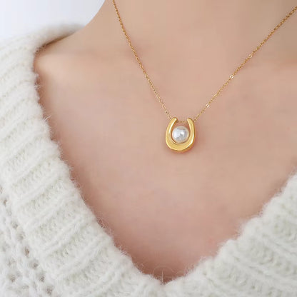 Gold-Plated Teardrop Pearl Pendant Necklace
