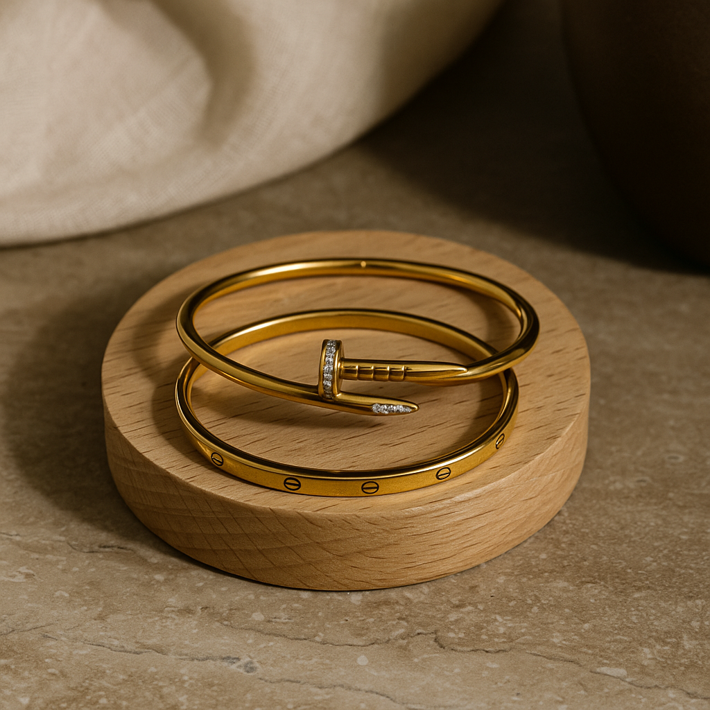 Sculpted Stud & Nail Bracelet Set
